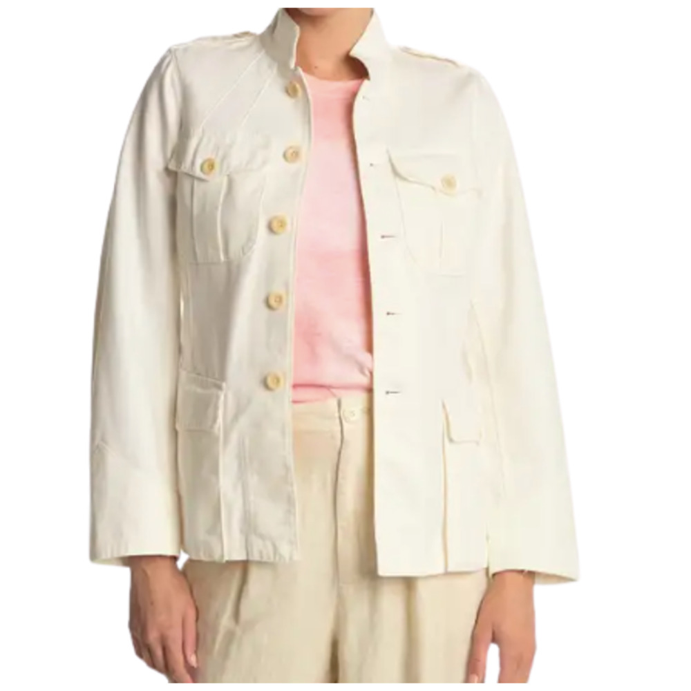 Alex Mill Cream Utility Jacket with Pink Top Detail